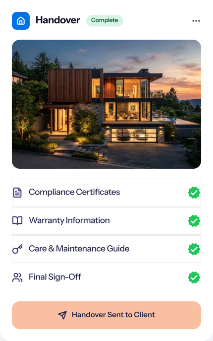 Handover complete product card